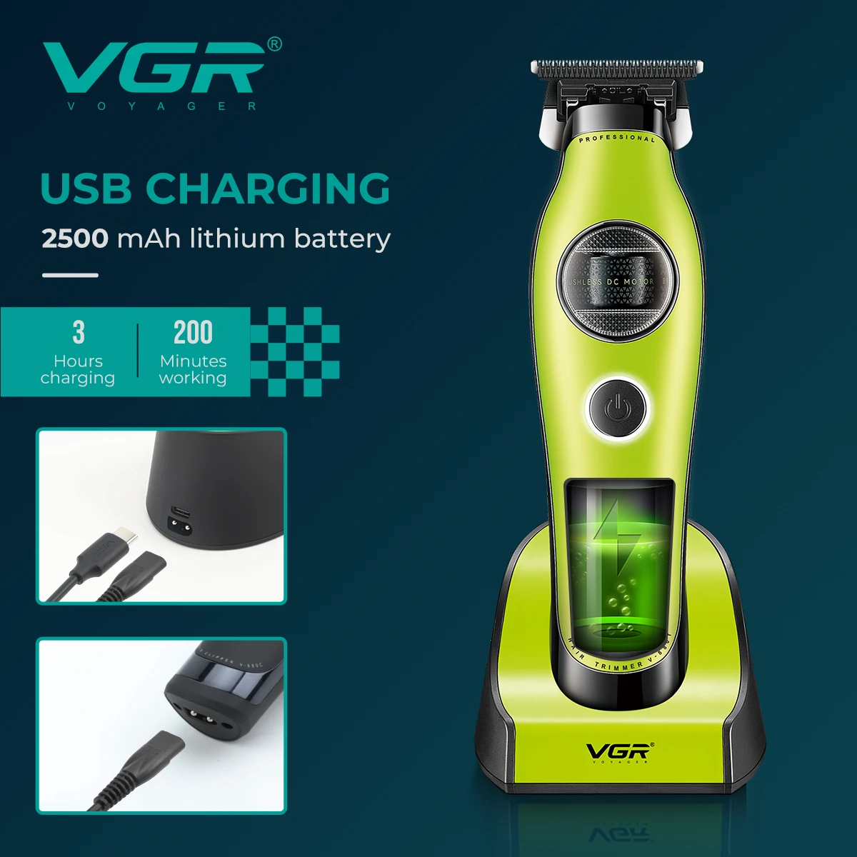 VGR ماكينة حلاقة احترافية ماكينة قص شعر كهربائية م...