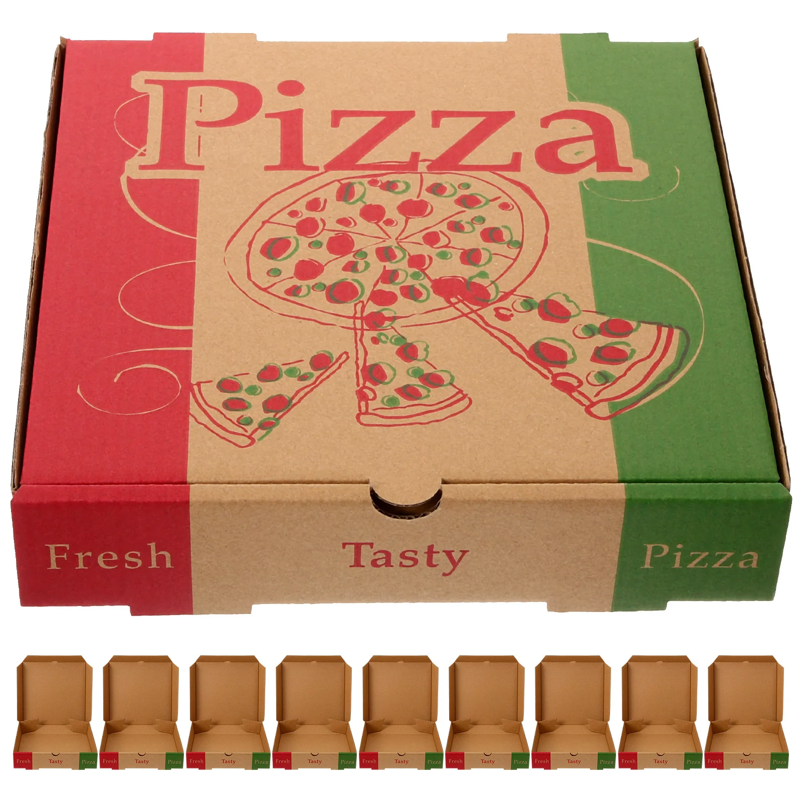 

10pcs Paper Pizza Box Empty Thicken Paper Pizza Case 8in Takeout Pizza Carrying Box