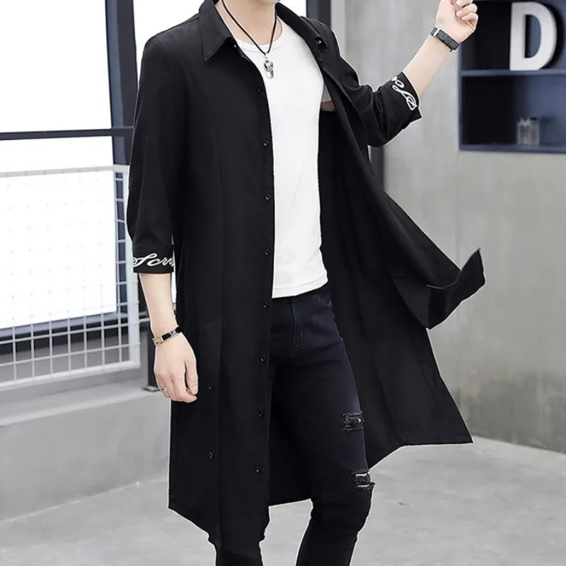 Trench Coat Men's Sunscreen Outwear Summer Thin Solid Color