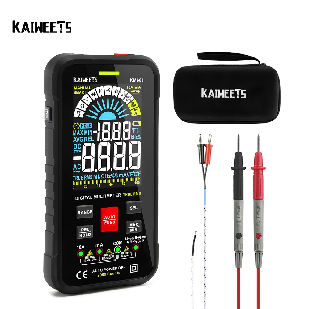 Kaiweets Km601 9999 Conta Multimetro Digitale 1000V 10A Tester Meter Ohm Hz Capacità Parte Vero Rms Ac Dc Dmm Multitester