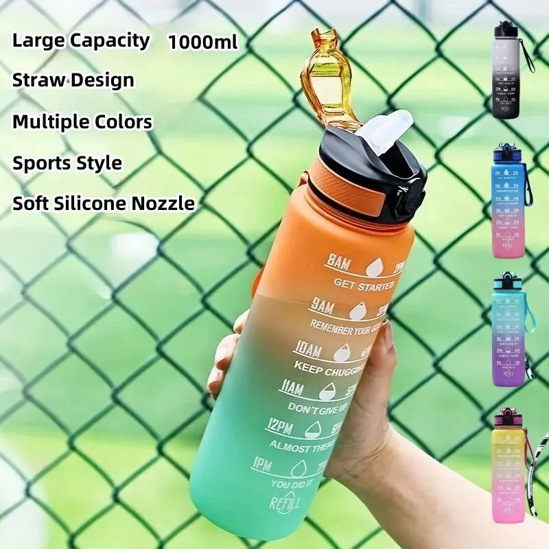 Sports Water Bottle sports water bottle portable water bottle portable water jug 1000mL Large Capacity Outdoor Sports Plastic Cup Bouncing Suction Nozzle Space Cup
