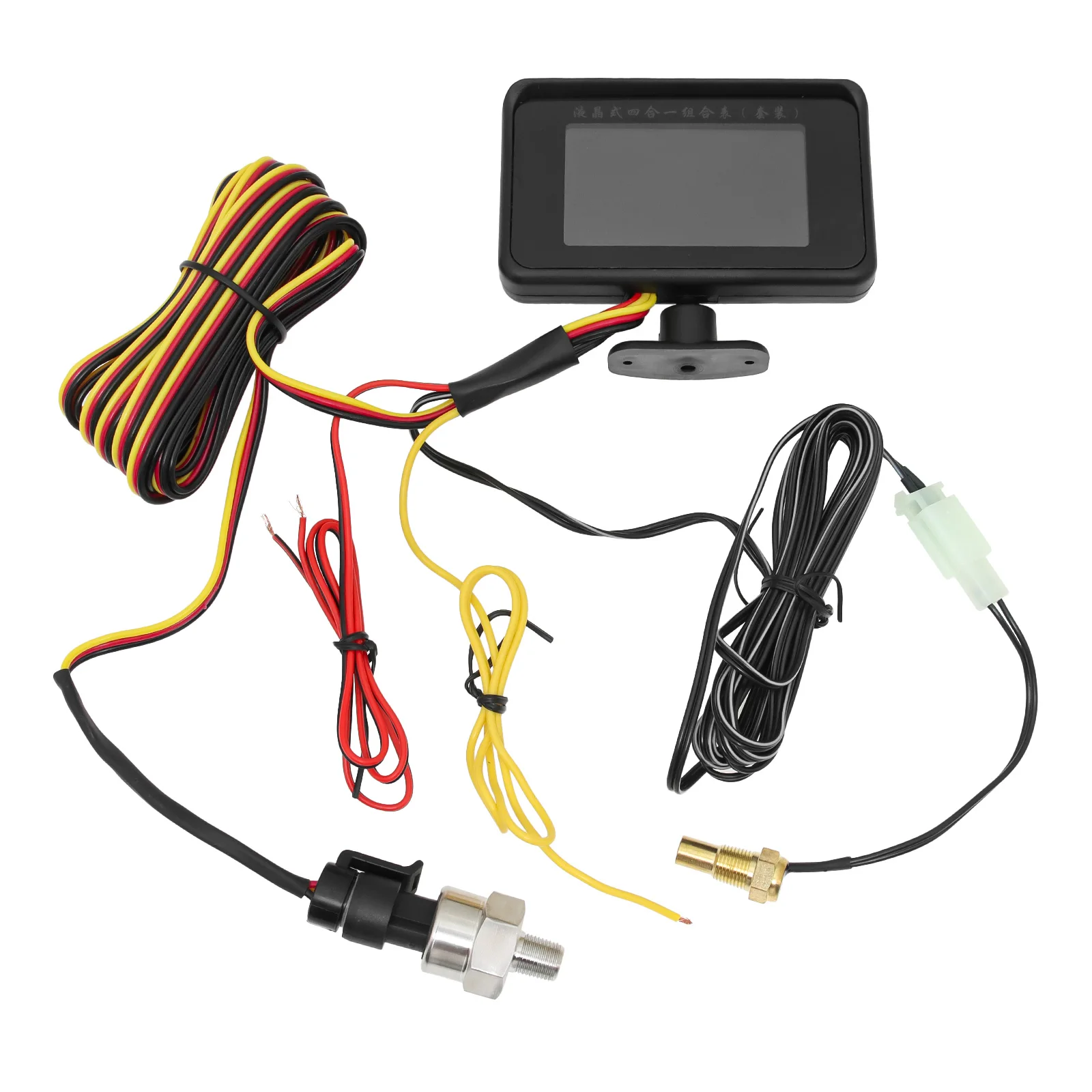 4 in 1 자동차 LCD 디스플레이 게이지 디지털 연료 레벨 전압 게이지 오일 압력 수온계 1/8 NPT 센서 포함 12V 24V 차량용