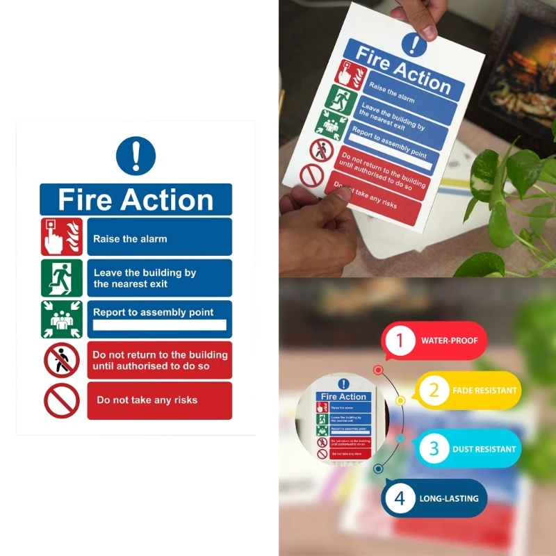 

Acrylic Fire Safety Sign with Clear Instructions for Emergency Evacuation