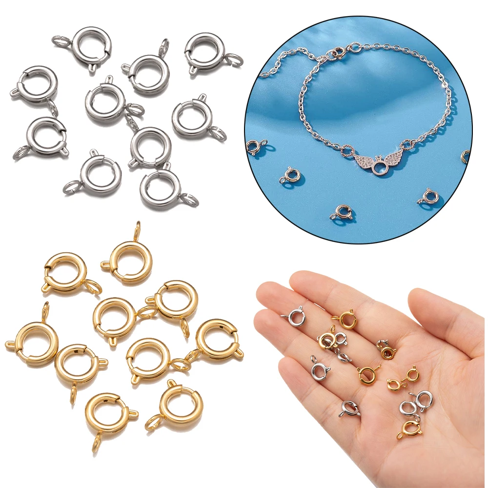 5Pcs-6-8-10-12mm-Circle-Spring-Buttonr-Stainless-Steel-Clasps-Hooks-End ...