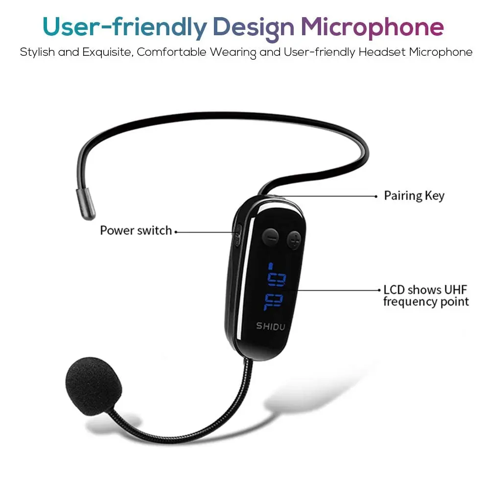 مكبر صوت محمول شيدو مع ميكروفون لاسلكي UHF ، راديو...
