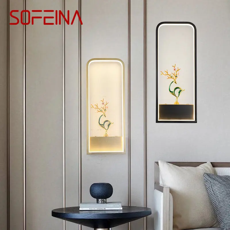 

SOFEINA Contemporary Wall Lamp LED Vintage Brass Creative Deer Sconce Light for Home Living Room Bedroom Decor