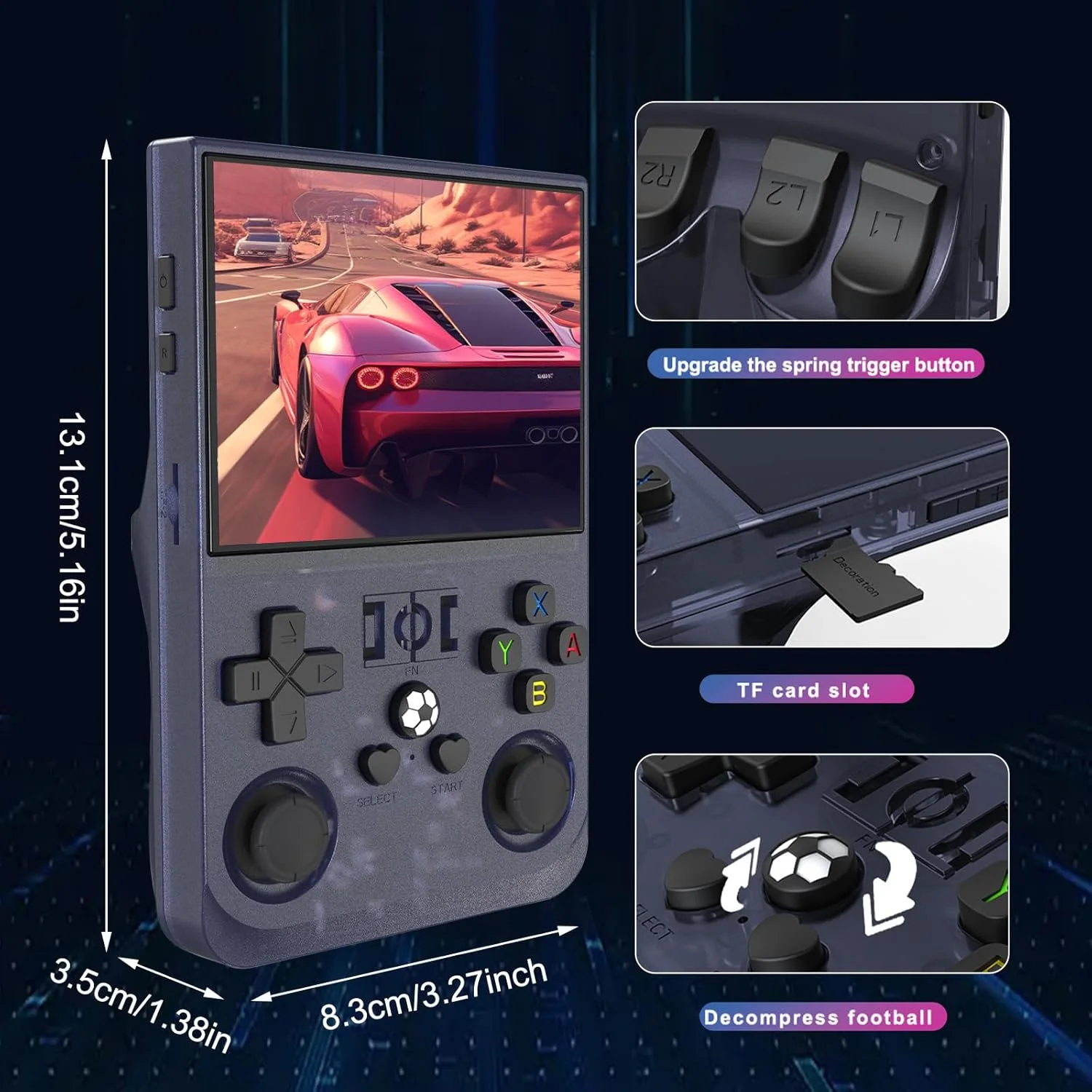 R36 PRO Open Source Retro Handheld Video Game Console with 3.5 Inch IPS Screen 4000mAh Linux System Portable Pocket Player Games