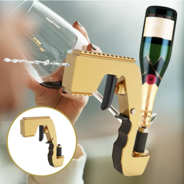 Premium Gold Metal Champagne Beer Gun Wine Bottle Sprayer Shooter