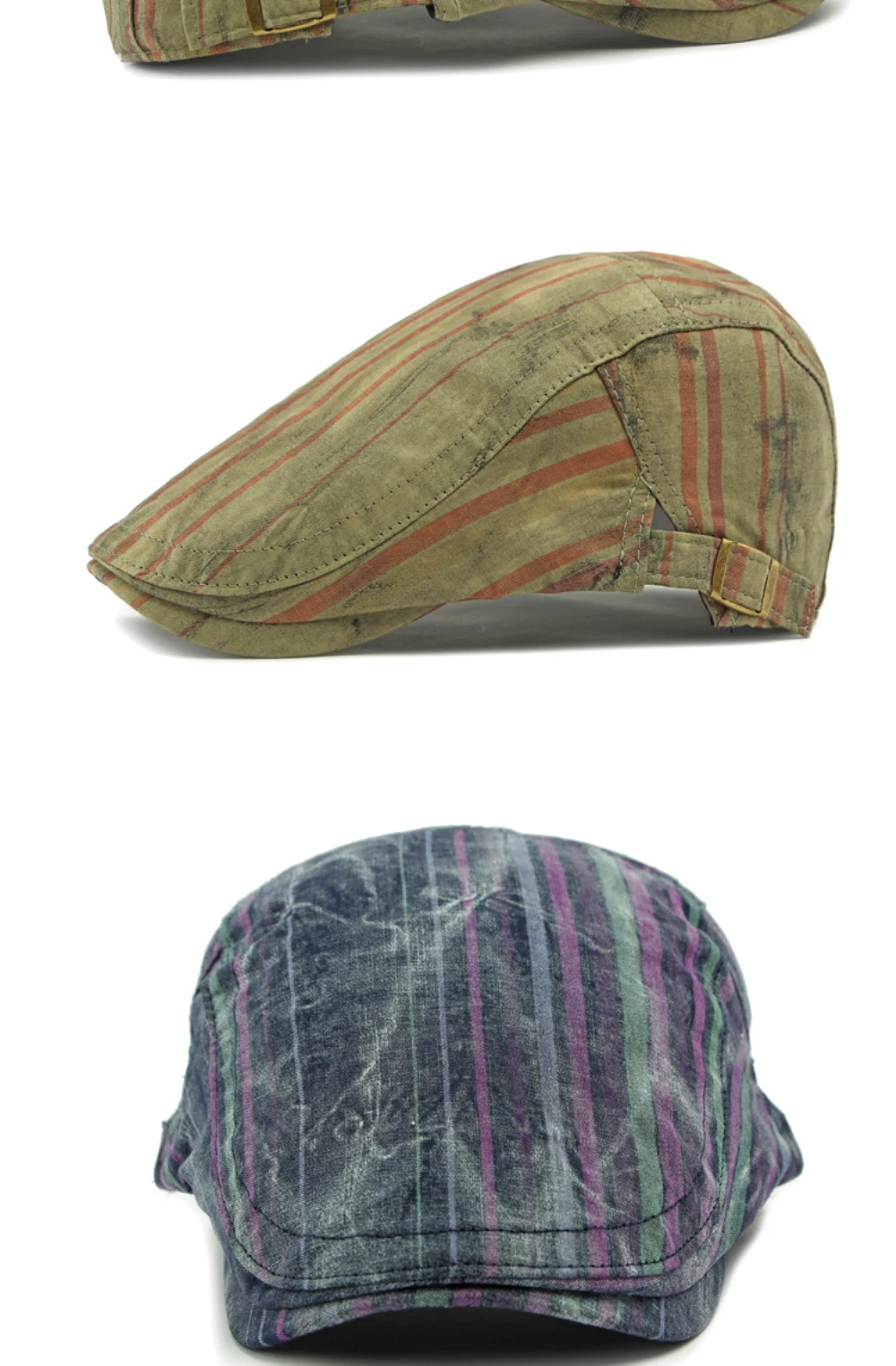 HT4679 Männer Frauen Berets Künstler Maler Baskenmütze Hut Neue Gestreiften Frühling Sommer Sonnenhut Männlich Weiblich Ivy Flache Kappe Einstellbare Baskenmütze Kappe – Detail 8