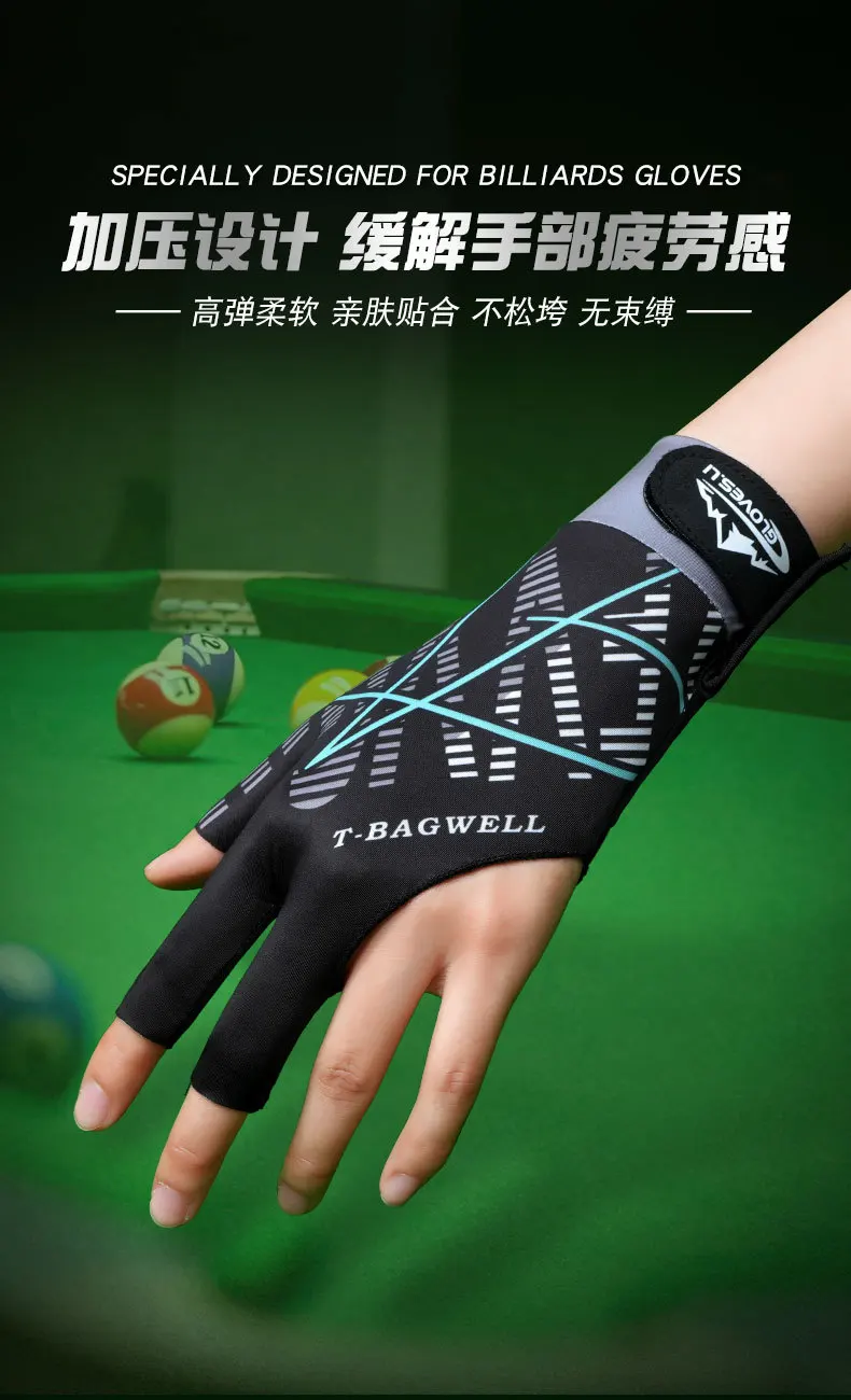 Description Picture 4 of item1 PC Pool Gloves Snooker Billiard Left Hand Half Finger Men Women Anti-Slip Soft Comfortable Lightweight Pool Table Glove