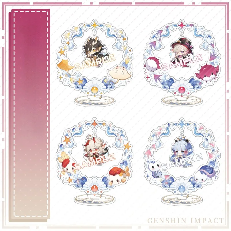 Focalors Navia Xiao Kiddie Ride Standing Anime Portachiavi Genshin Impact Portachiavi Donna Figura Modello Piatto Portachiavi Regali Acrilici