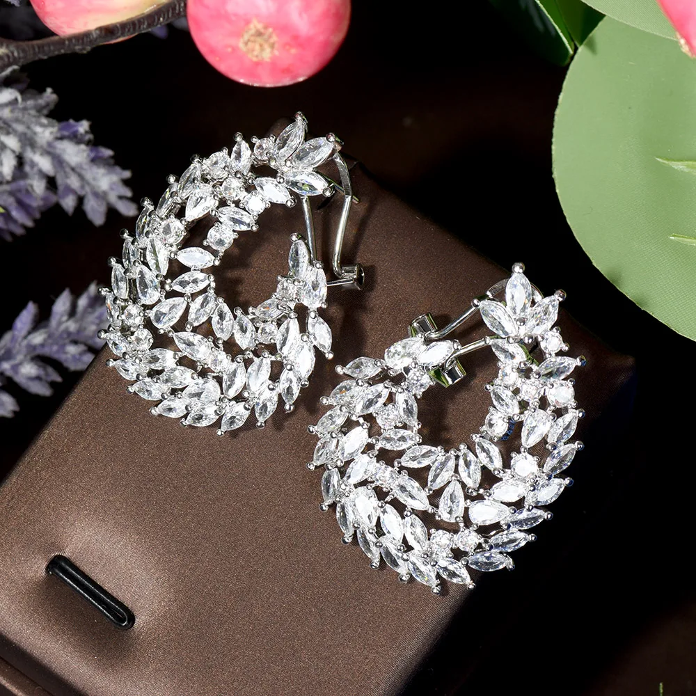 

HIBRIDE Fashion High Quality Clear AAA CZ Stud Earrings For Women Bridal Crystal Wedding Party Jewelry Accessories Bijoux E-104