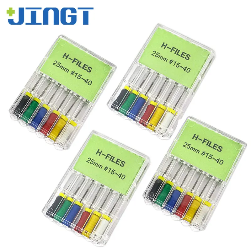 

JINGT 6Pcs/10Boxes Dental Hand Use H-Files Reamers K-Files 21/ 25mm Stainless Steel Endodontic Root Canal File Dentist Equipment