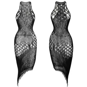 1PC Sexy Women Fishnet See Through Cover Up Bodysuit Hollow Out Halter Beachwear Bodystocking Without Underwear Swimsuit K298 1