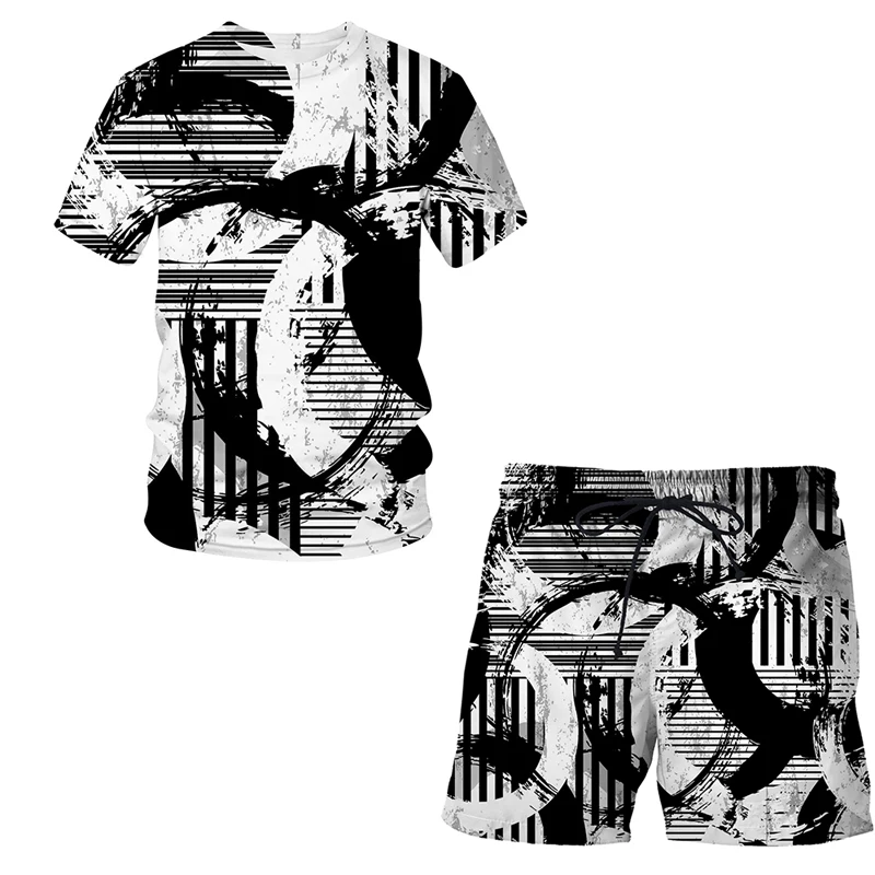 

3D Circle Pattern T-shirt + Shorts Suit Breathable Summer Men Set Men Streetwear Oversized Short-sleeve Tracksuits Harajuku Clot