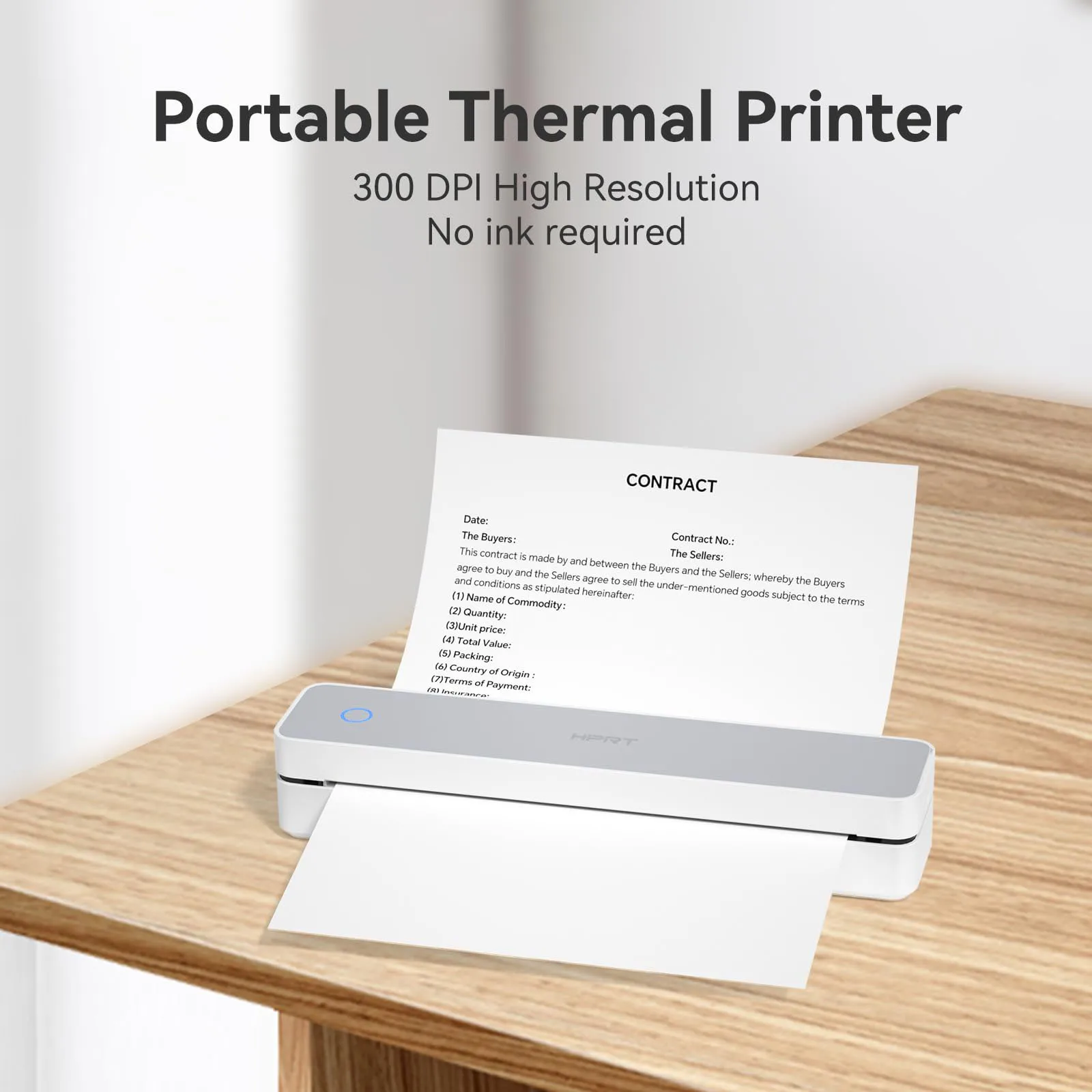 HPRT MT610-Pro A4 감열식 프린터 300DPI 휴대용 무선 인쇄기 PDF, Word, Excel, 계약서, 사진, 사무실, 학교용