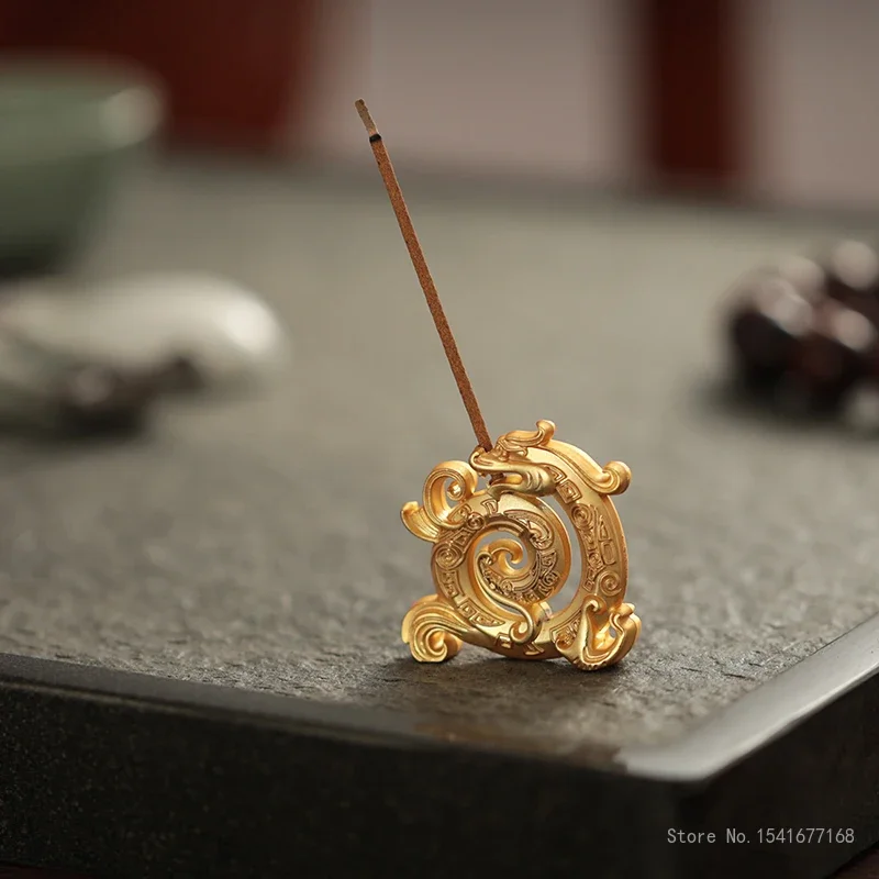Creative Fragrant Base, Home Indoor Living Room Buddhist Hall Supplies Incense Stove Mini Size Retro Dragon Shape Incense Burner