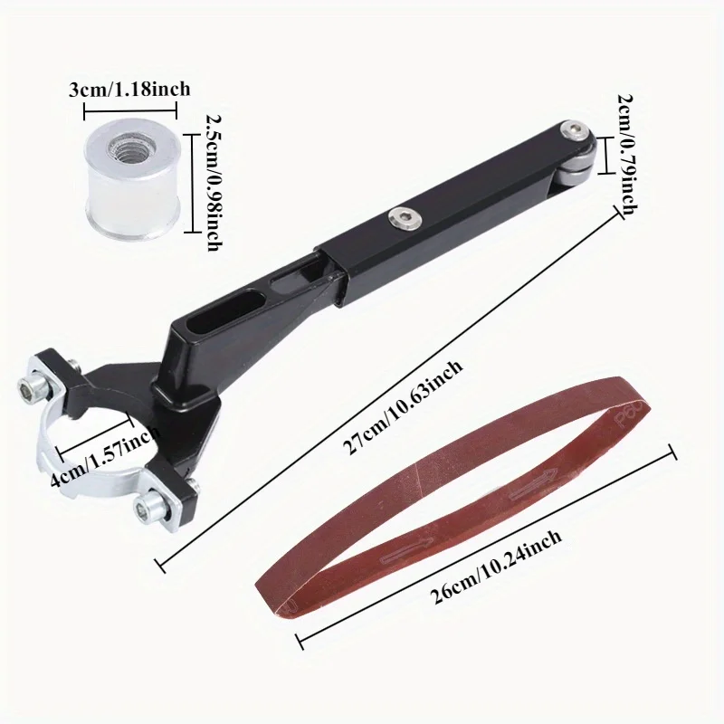 Electric Belt Grinder Belt Sander for Metal Polishing - Attachment for Angle Grinder Ideal for Aluminium Iron Steel And More