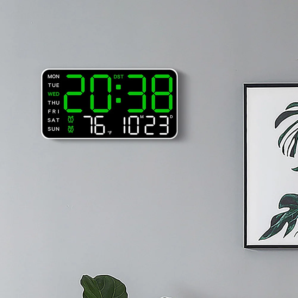 Digital Wall Clock Wall Clock Digital Display Clock Battery Operated Desk Clocks Temperature Date Digital Calendar Alarm Clock Elderly Bedroom Office