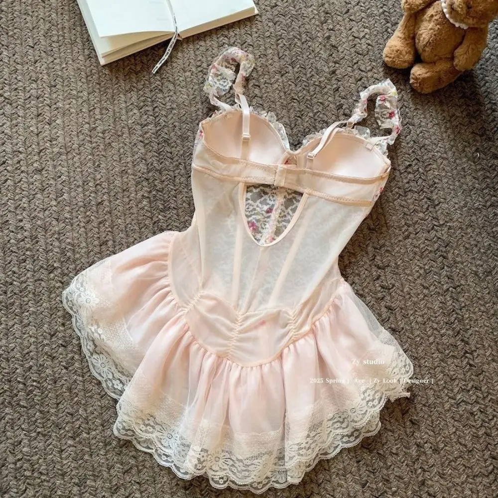 Lace Nightdress shown with beauty-back lace-up detail and delicate feminine styling