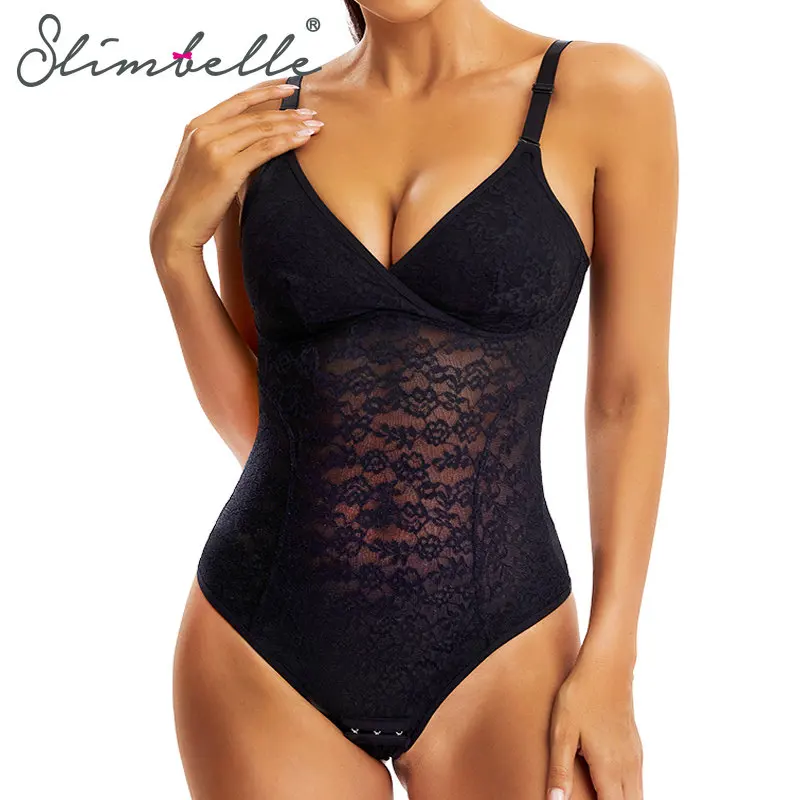 

Womens Lace Bodysuit Tummy Control Camisole Shapewear Sleeveless Top Fajas Colombianas V-Neck Backless Jumpsuit Full Body Shaper