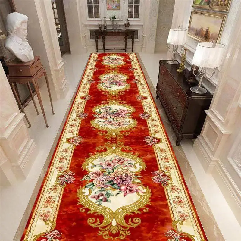 Classical European Lobby Long Hallway Stairs Luxury Carpet Hall Entrance Home Decor Corridor Aisle Runner Customable Wedding Rug 2