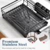 Dish Drying Rack for Kitchen Counter Large Dish Rack with Drainboard Rustproof Dish Drainer with Utensil Holder for Sink 6
