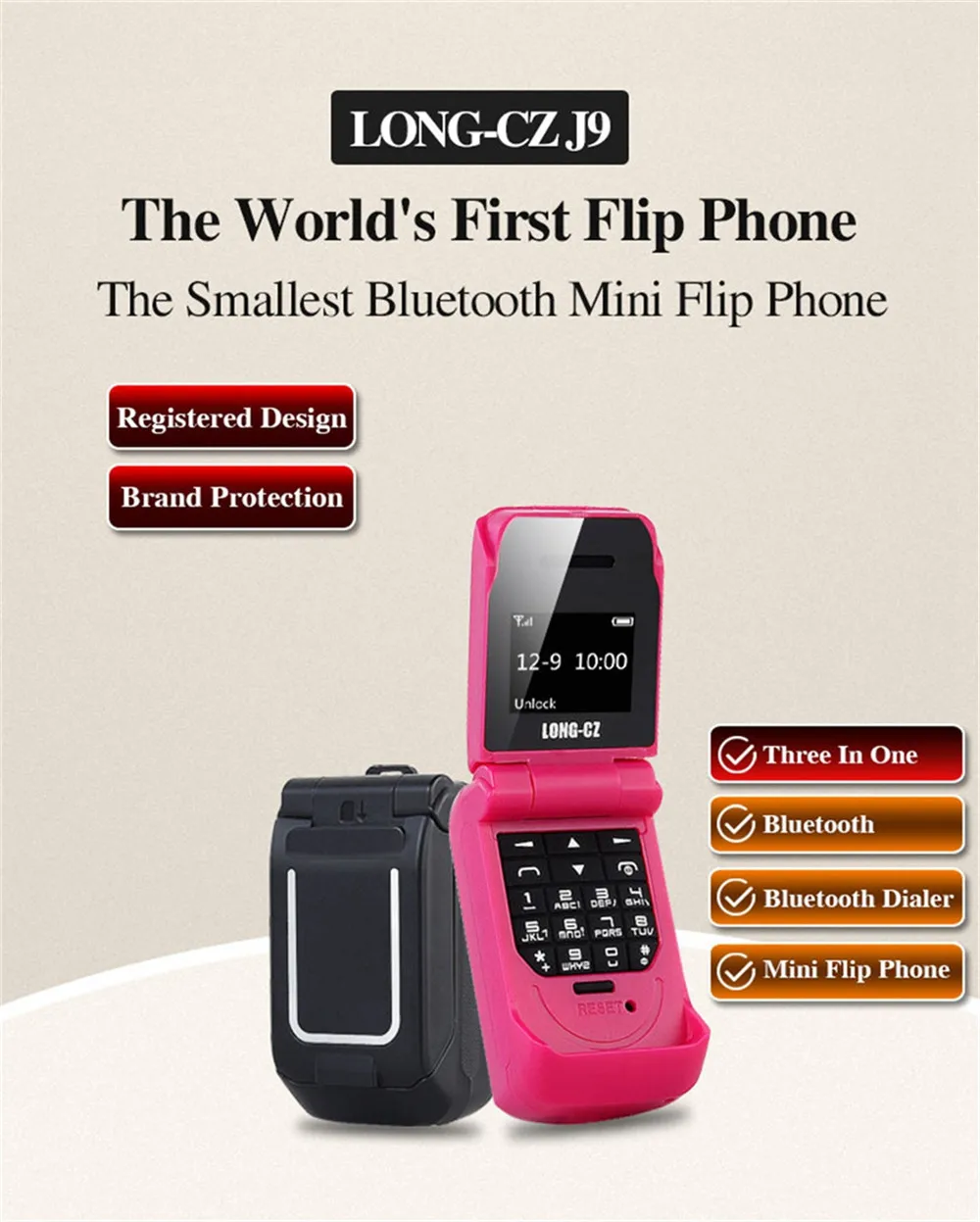 J9 Smallest Clamshell Phone 0.66