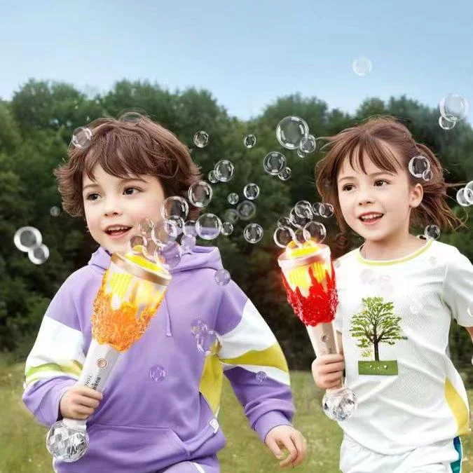 Bubble Machine Torch Bubble Stick Handheld Light Music Children Outdoor Game Blowing Gun Soap Bubble Toys for Kids Xmas Gifts
