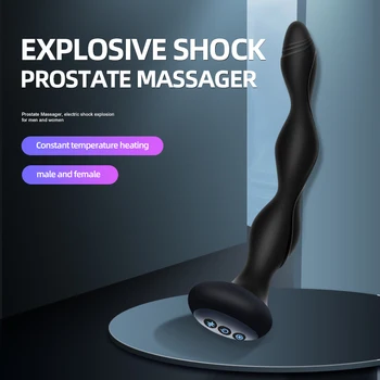 Electric Prostate Massager Pulse Shock Heating Vibrators Masturbator Anal Plug Bead Unisex Erotic Butt Sex Toys For Men Women 2