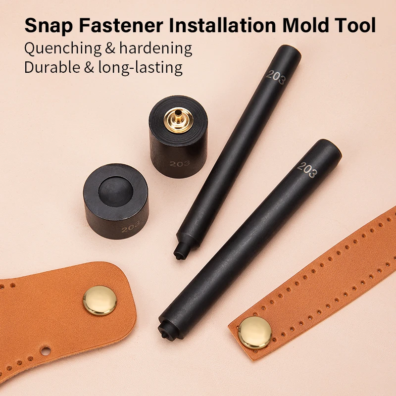WUTA Professional Snap Fastener Buttons Setter Tool Kit Smooth Press Button Manual Installation Mold Black Antirust 10/12.5/15mm Snap Buttons Tools