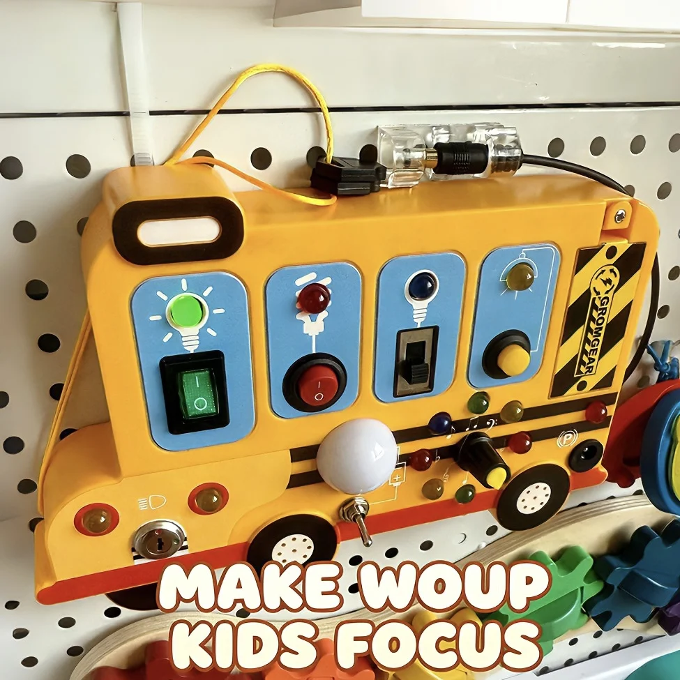 Interactive School Bus Busy Board Toy With Led Lights And Sounds_voghion.com