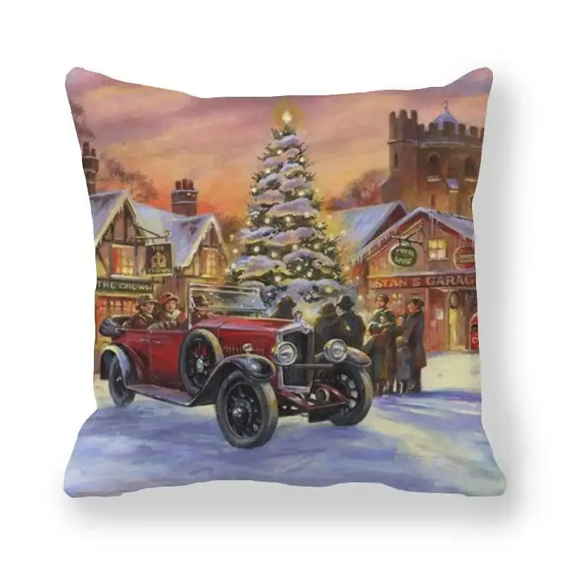 

New Year Holy Christmas Decoration Printed Cushion Cover Home Living Room Sofa Pillow 45x45 cm