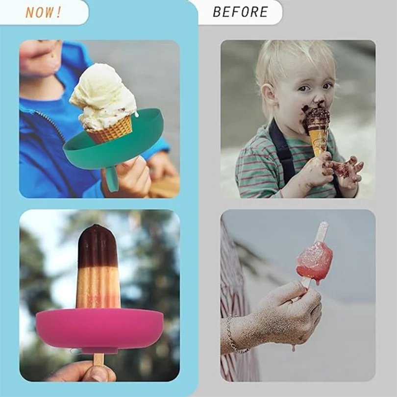 1/4PCS Silicone Drip-Proof Popsicle Rack Food-grade Reusable Ice Holder Ice Cream Tools Portable Popsicle Protector for Kids