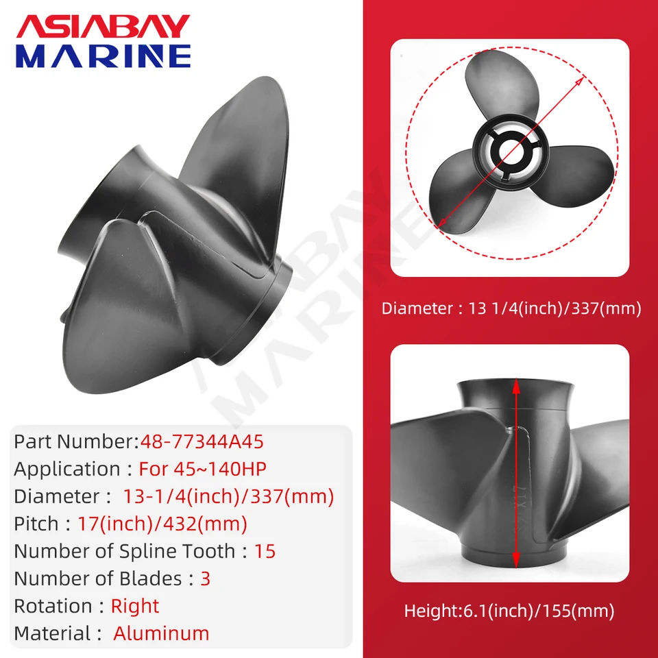 Elica Marina Yamaha 50-130HP - 13 5/8x13, 15 Denti In Alluminio - Foto 7