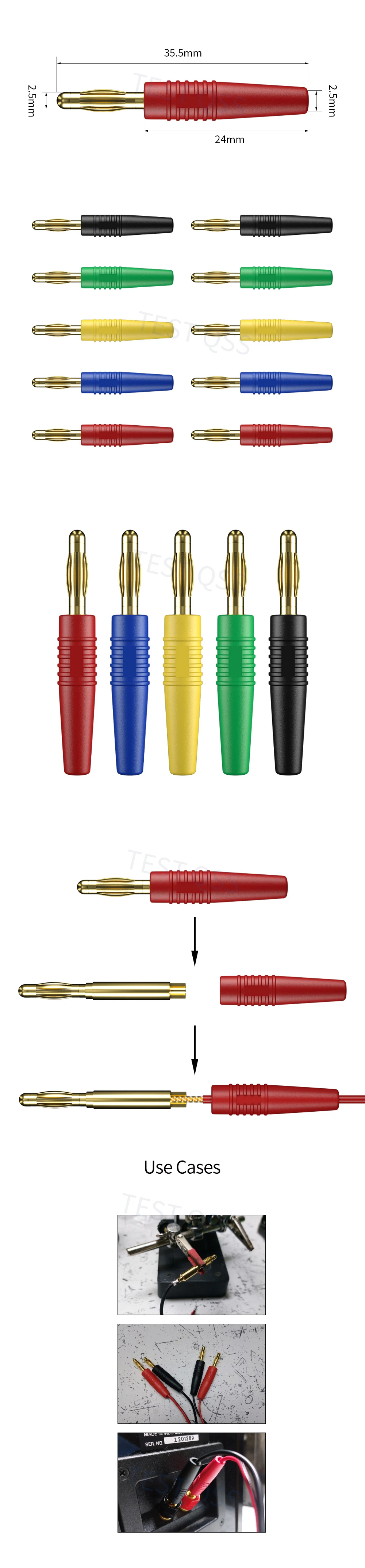 QSS 10 Stück 2,5 mm Bananenstecker vergoldete Bananenstift elektrische Steckverbinder Zubehör Q.10006 – Detail 1