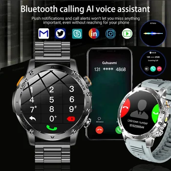 2026 New Men 1000mAh Battery Outdoor Smart Watch, 1.7'' HD Display, Bluetooth Call, IP68 Waterproof, Military Sports Bracelet, Heart Rate, Fitness Tracker, Watch for Android iOS 3