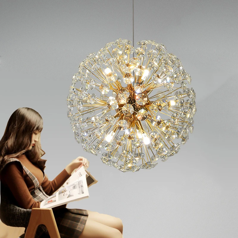 

Nordic Modern Minimalist Atmosphere Dandelion Living Room Chandelier Bedroom Luxury K9 Crystal Starry Restaurant Pendant Lights