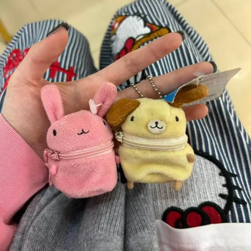 Mini Rosa Flauschiger Hasen-Münzbeutel Schlüsselanhänger Taschenanhänger Niedliche Cartoon-Kopfhörerhülle Aufbewahrungstasche Geschenk Kreative Festival-Artikel
