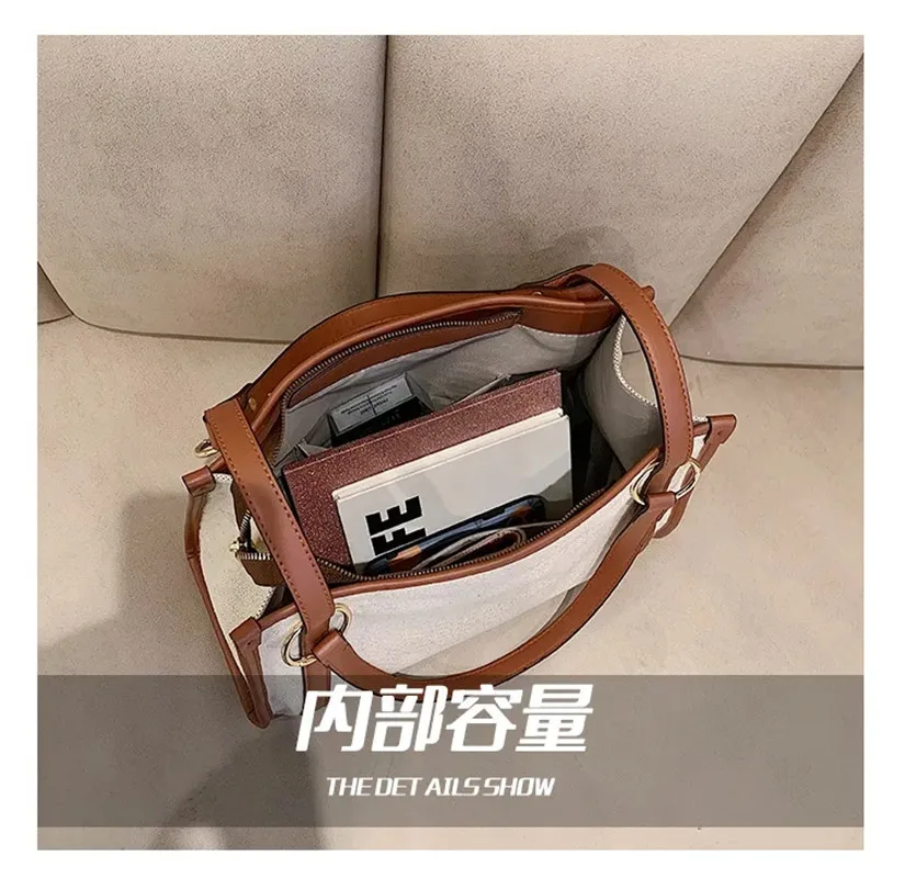 Large Capacity Patchwork Tote Handbags Female Canvas Big Purse Bag For Women New Fashion Design Shoulder Bag Underarm Bag Ladies