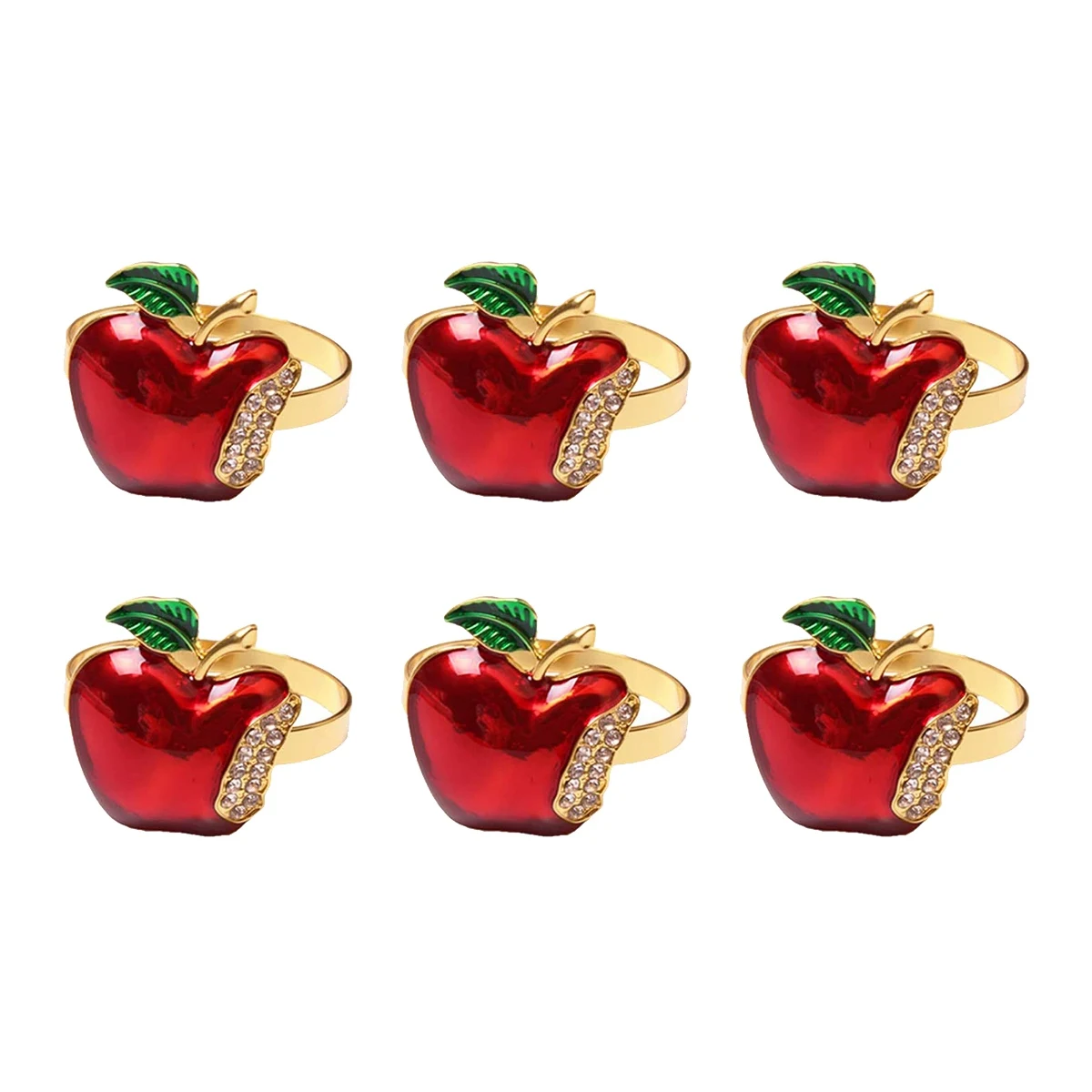 

Napkin Rings Set of 6, Red Apple Napkin Ring for Wedding, Dinner Party, Banquet, Serviette for Christmas, Birthday