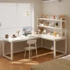 Cream Style Solid Wood Corner Home Learning Desk Bookshelf Integrated Corner Perforated Board Desktop Computer Desk