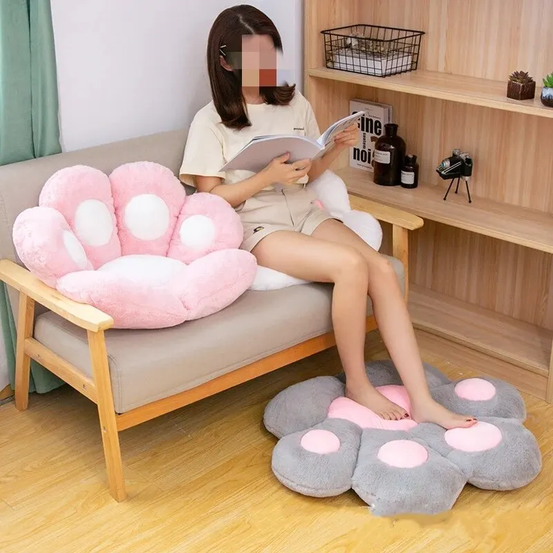 Cat Paw Back Soft Pillows Plush Chair Cushion Sofa Indoor Floor Home Chair Decor Animal Plush Throw Pillow Back Rest