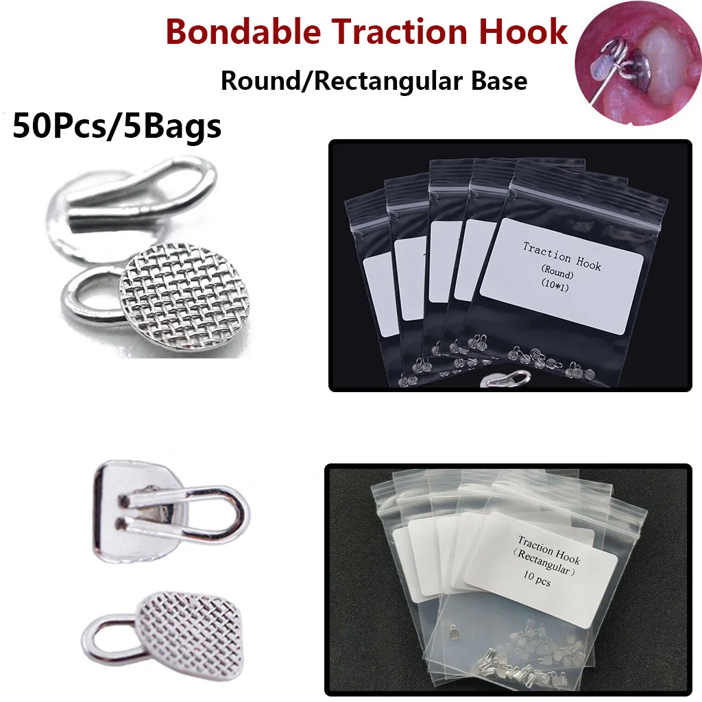 

Cesoon 50Pcs/Box Dental Orthodontic BondableTraction Hook Bondable Round/Rectangular Type Caplin Hooks Dentistry Ortho Materials