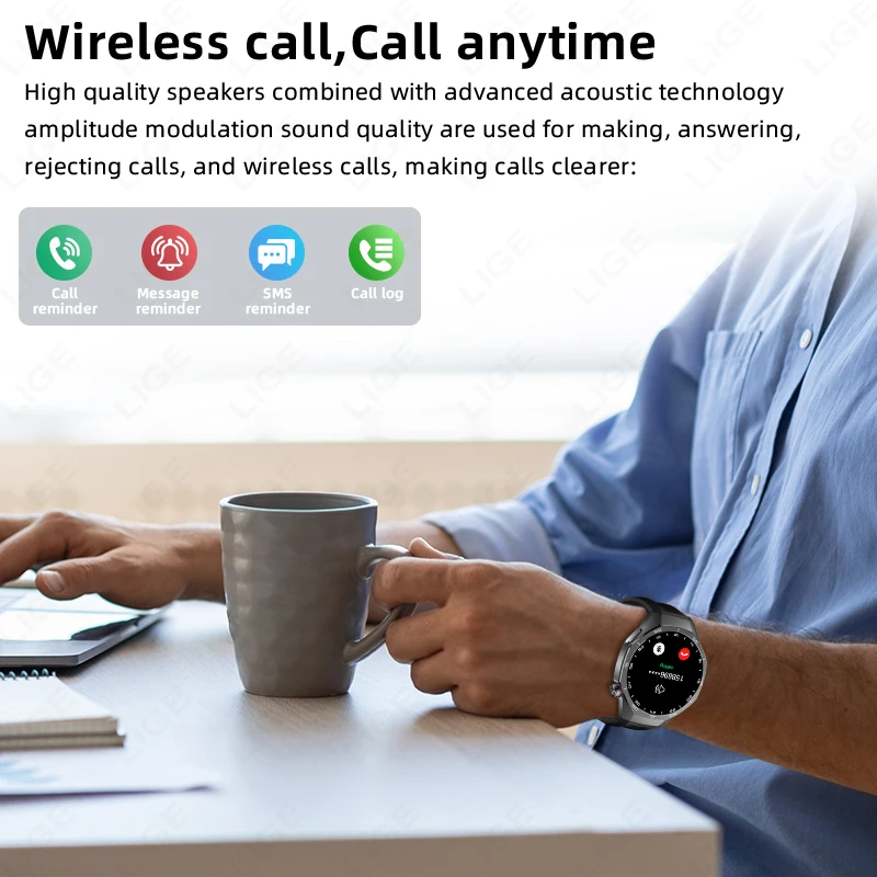 LIGE For GT5 Pro Smart Watch ECG Heart Rate Health Monitoring Bluetooth Call Bracelet Dynamic Island Men Fitness Smartwatch 2026