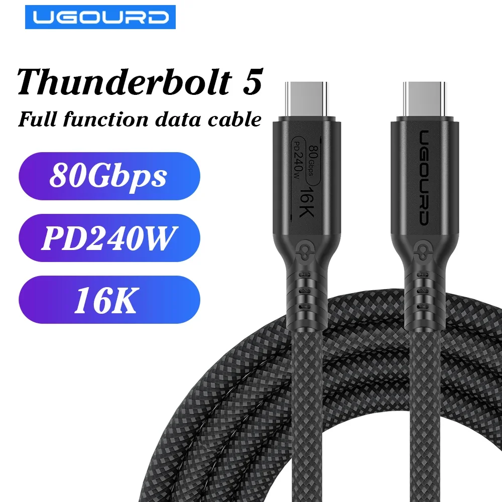 Angusplay USB C Thunderbolt 5 kabel, PD 240W oplaadkabel 80Gbps datakabel, 16K / 8K video weergave TB5 kabel compatibel met Thunderbolt 4/3, USB4 / USB -C, voor monitor, 1.8M Angusplay USB C Thunderbolt 5 kabel, PD 240W oplaadkabel 80Gbps datakabel, 16K / 8K video weergave TB5 kabel compatibel met Thunderbolt 4/3, USB4 / USB -C, voor monitor, 1.8M