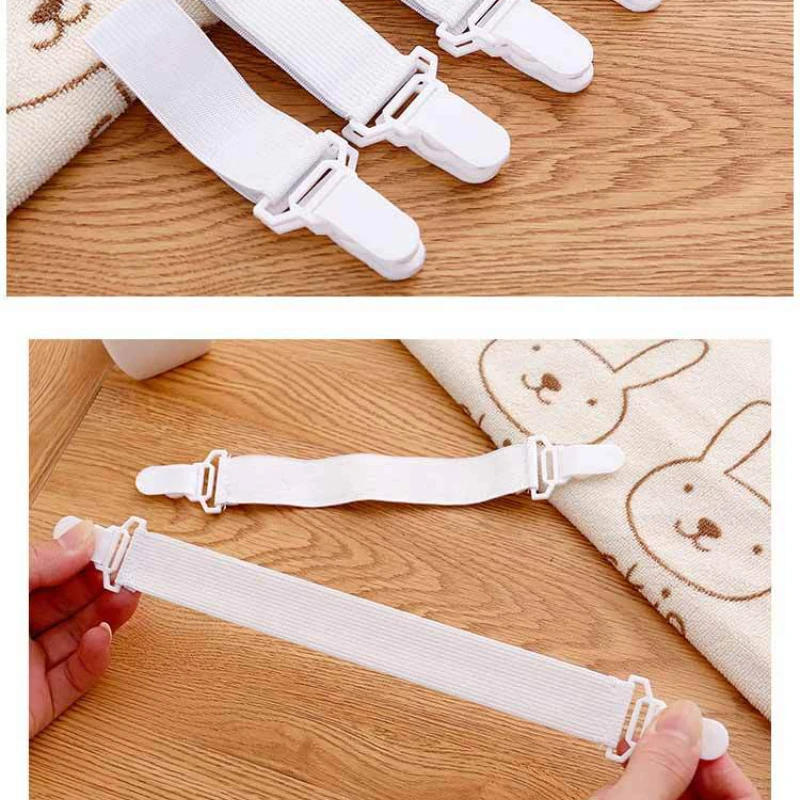 Bed Sheet Holder Bed Sheet Clips Sheet Clips 4PCS Adjustable Elastic Bed Sheet Grippers Belt Fastener