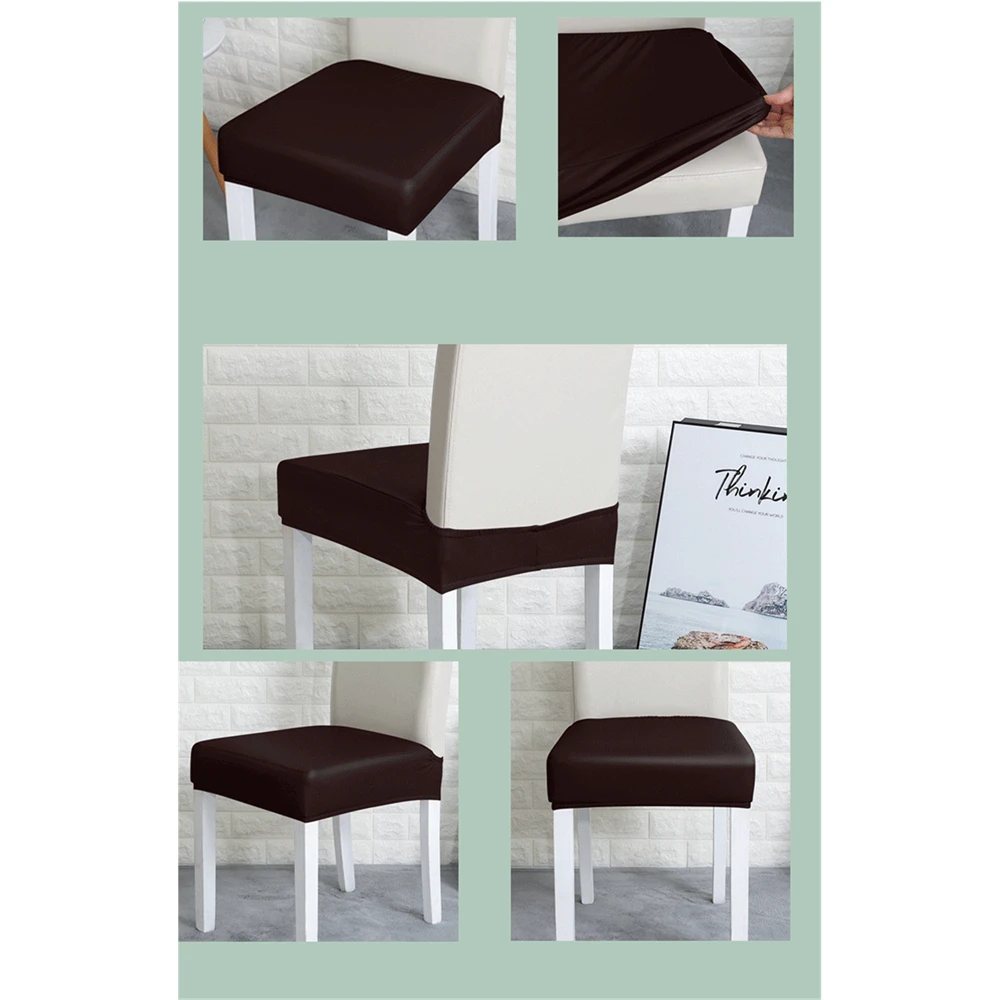 PU Leather Square Chair Cushion Cover Waterproof Kitchen Dining Seat Slipcovers Removable Dining Room Chair Seat Cushion Cover 6