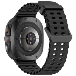 Marine Band Sports Silicone Strap Bracelet - Premium Watchband Accessory for Galaxy Watch Ultra (Black)
