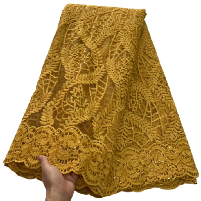 

Luxury African Sequined Lace Mesh Fabric 2023 High Quality Nigerian Guipure Cord Embroidry French Fabric For Party Dress